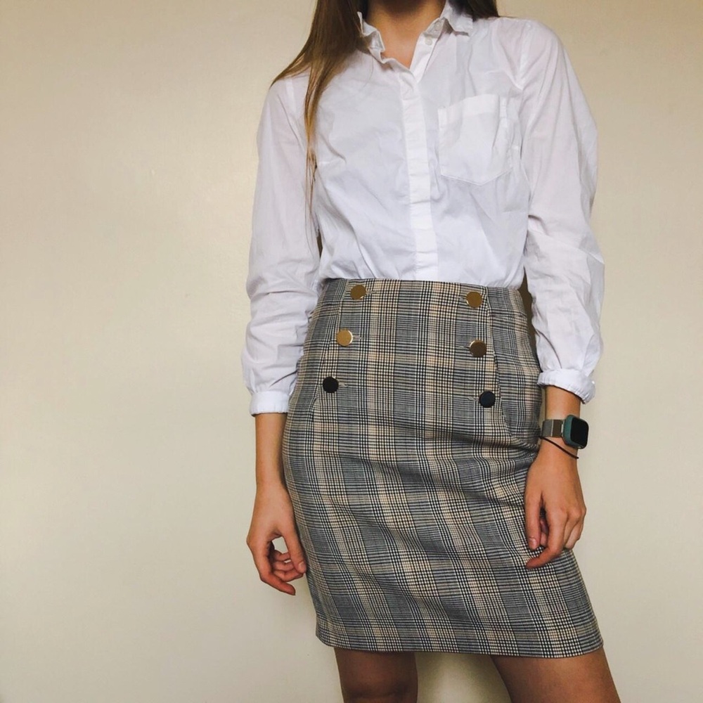 H&M Plaid Beige Sailor Skirt - NWOT